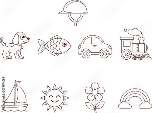 Playful Outline Icons for Creative Designs