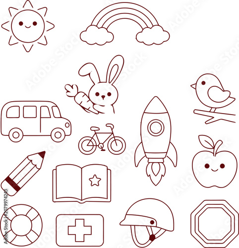 Playful Outline Icons for Creative Designs