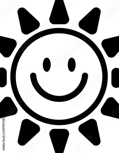 Cuadro en lienzo Smiling Sun Face Icon Symbol.