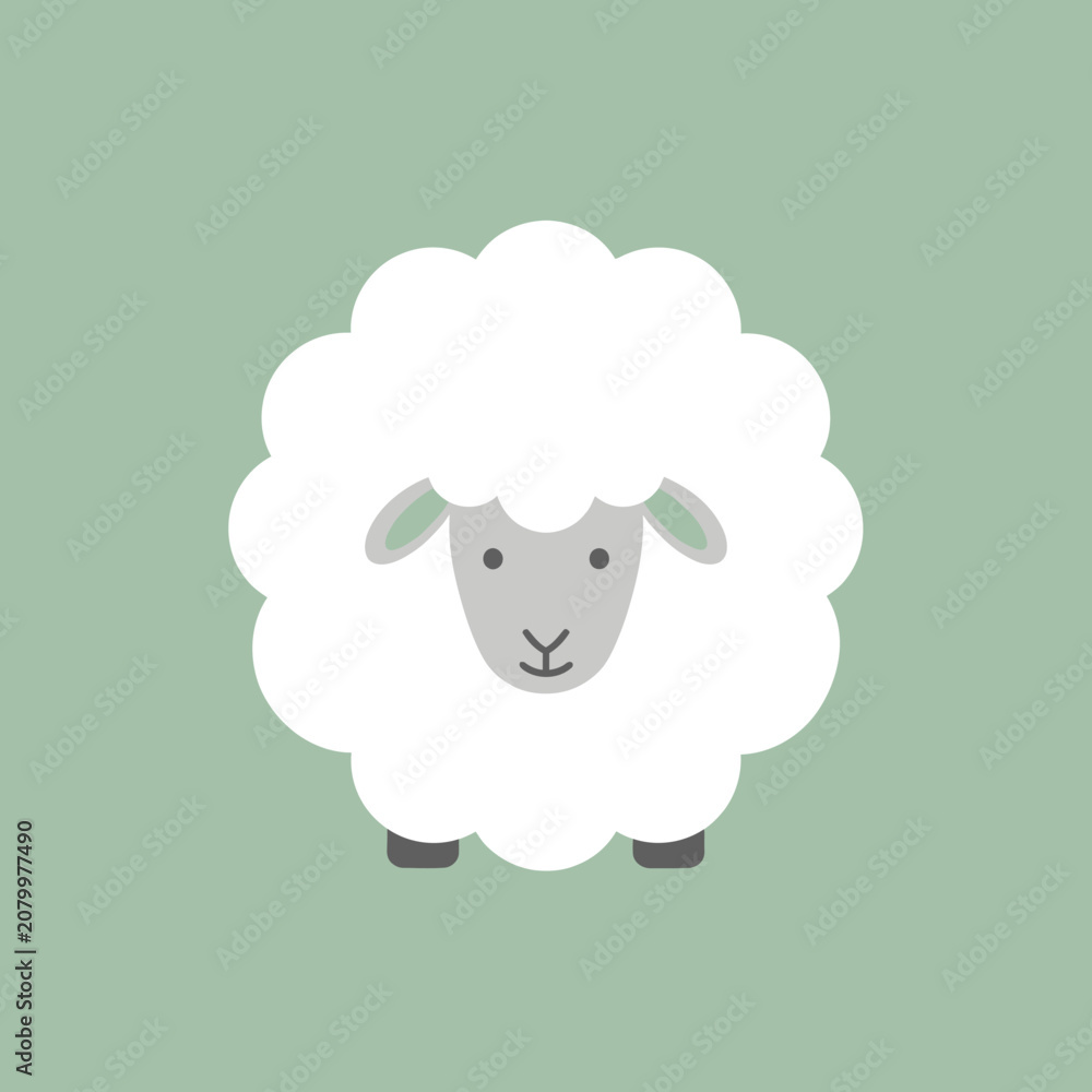 Obraz premium Cute woolly sheep vector graphic representing livestock and rural nature