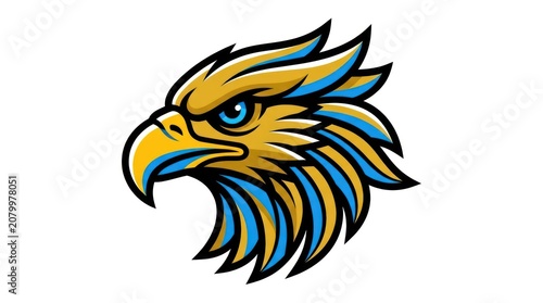 Aggressive eagle head mascot logo vector design featuring sharp lines and vibrant colors.