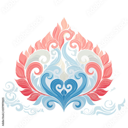 Ornamental Heart with Floral Swirls Vector Design