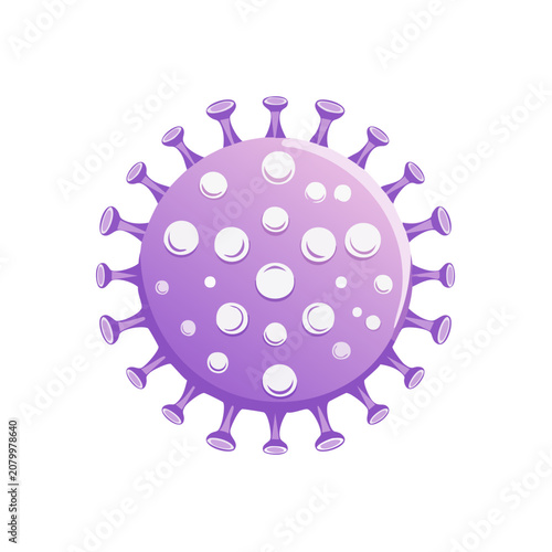Purple virus particle flat vector illustration
