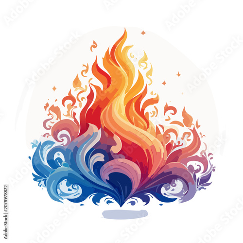 Abstract Fire and Water Vector Illustration