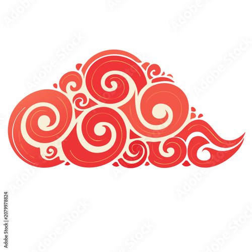 Abstract red and orange swirls vector pattern