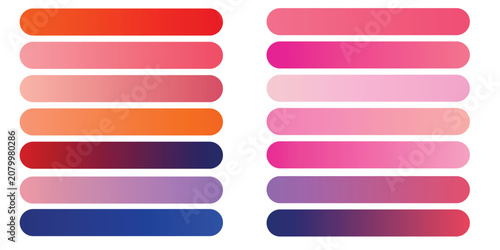 Set of color spectrum web icon and button templates isolated on white background. Vector illustration.
