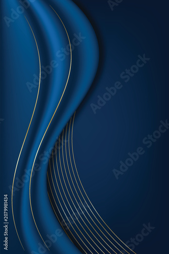 Abstract blue and gold wave background