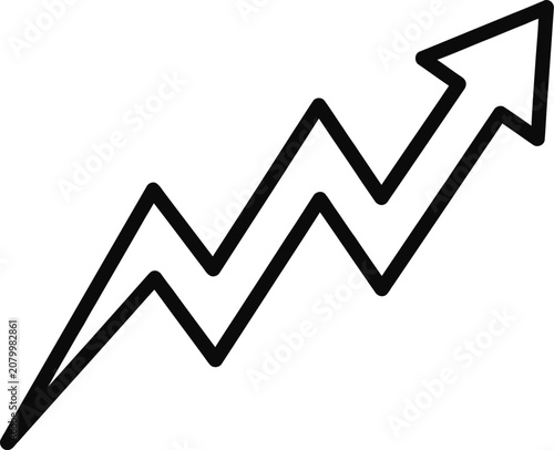 Black and white zigzag arrow icon representing upward trend and growth.