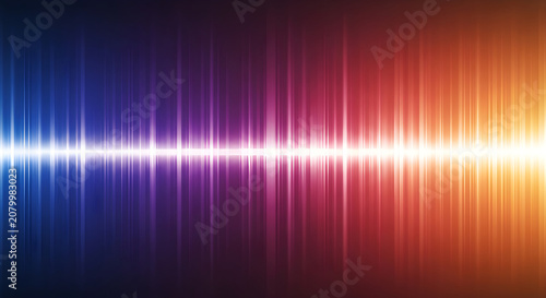 Vibrant sound wave pattern glows brightly in dark space with colorful gradient