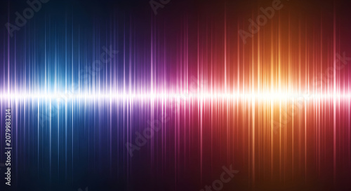 Vibrant sound wave pattern glows with bright colors across the screen