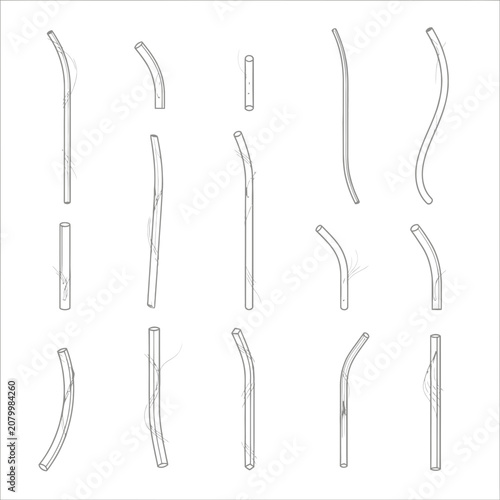 Quadro su tela Collection of Bendy Drinking Straws, Variety of Shapes and Sizes, Isolated on Wh
