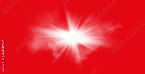 Obraz na plátně Red background with warm sunlight and sun glare effect