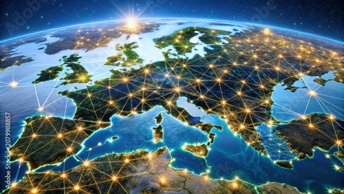 Eu network mapping western europe connectivity data transfer cyber tech business exchange