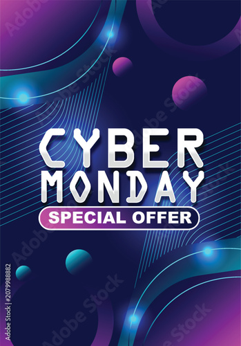 Gradient vertical poster template for cyber monday sale