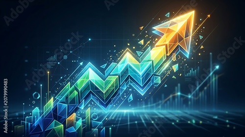 Abstract multicolored upward growth graph illustration with colorful business technology progress