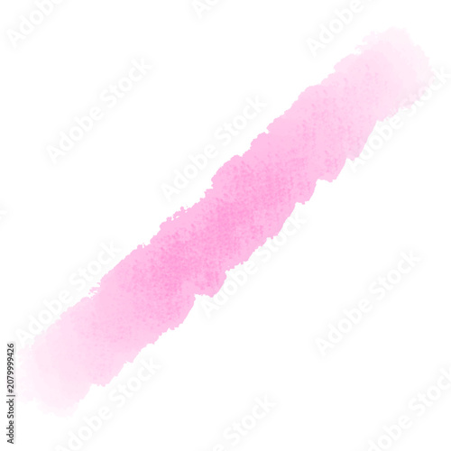 Hand painted pink watercolor brush stroke with soft edges