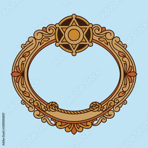 Ornate western style frame with a sheriff star badge