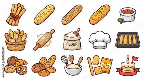 Bild auf Leinwand Collection of delicious baked goods and baking ingredients, perfect for food-related designs