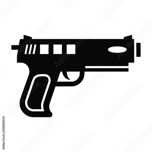 Fotografija Black pistol gun icon silhouette weapon