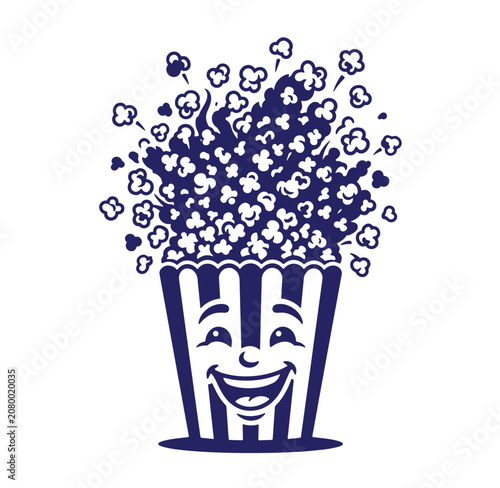 Friendly popcorn bucket character smiling with character friendly popcorns fastfood entertainment happyface illustration snackfood snacking smileface snackbox