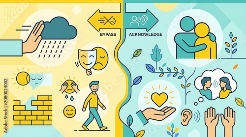 Infographic comparing emotional bypass and acknowledgement