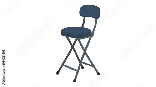 Folding chair, blue, metal, portable, collapsible, furniture