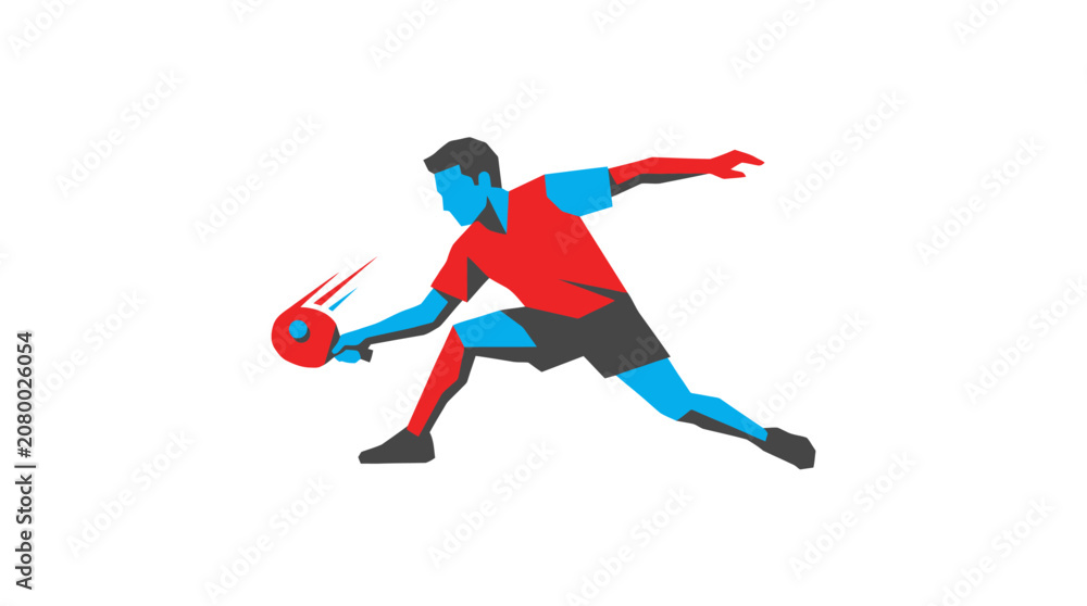 Obraz premium A person in red apparel kicks a ball dynamically outside