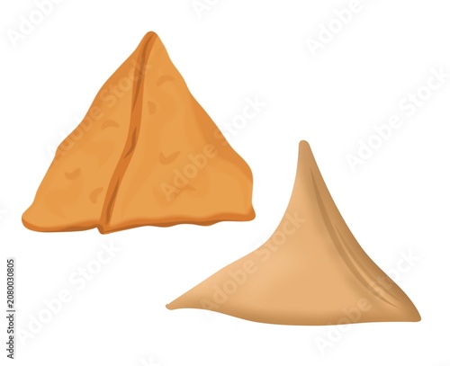  Tasty cartoon vegetable samosa snack illustration