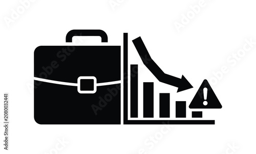 Φωτογραφία Business briefcase with declining stock market graph and warning sign representing crisis