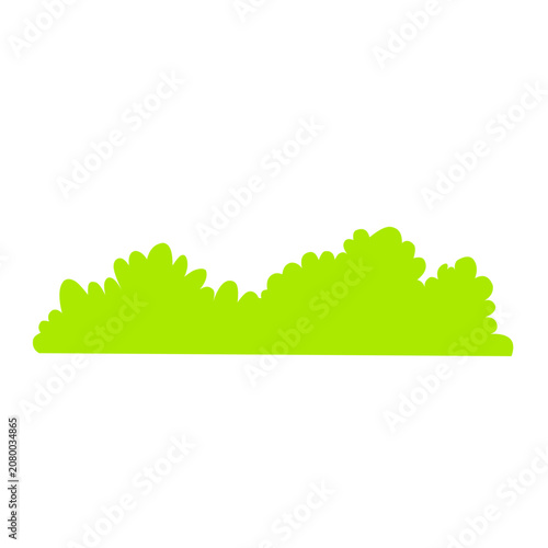 Vector cartoon green bush on white background