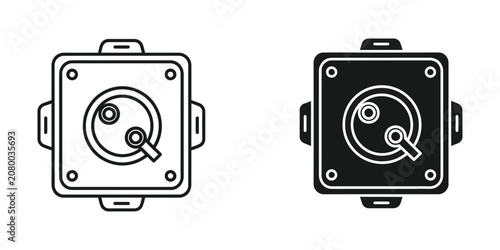 Foto Square electrical junction box set in minimalist black and white line and solid