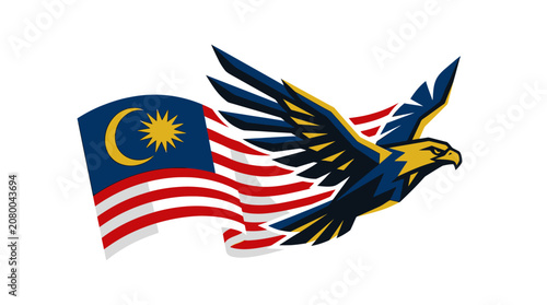 American Eagle with USA Flag and Patriotic Shield Vector Illustration Emblem Design