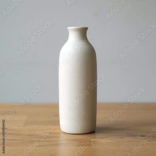 White Ceramic Vase on Wooden Table in Minimalist Interior Decor