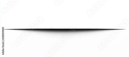 thin horizontal black slit and subtle shadow on a white background conveying calm mystery and minimalist tension