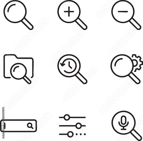 clean flat silhouette basic web search icon layout