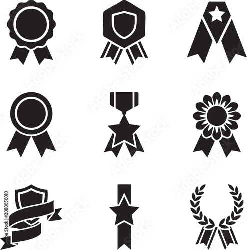 vintage product certification stamp style ribbon icon silhouette