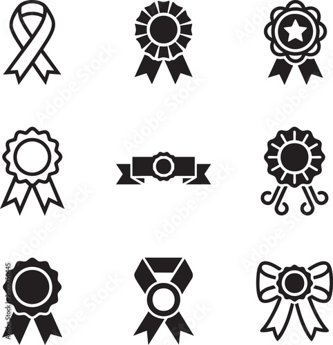 festive decorative celebration bow stripe ribbon icon vector