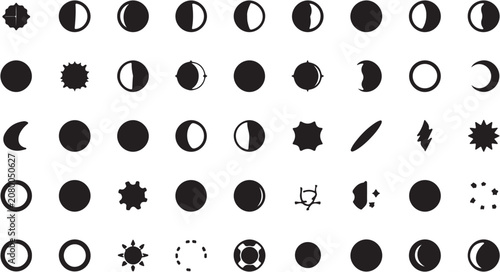 Foto Collection of Moon Phases and Celestial Body Illustrations.