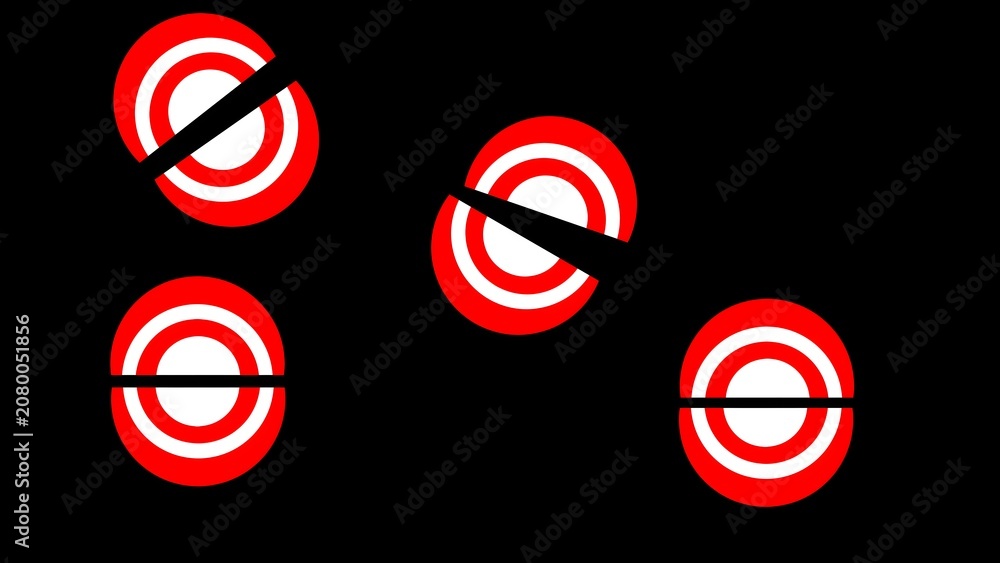 Fototapeta premium Abstract broken target circle shapes pattern on black background vector illustration