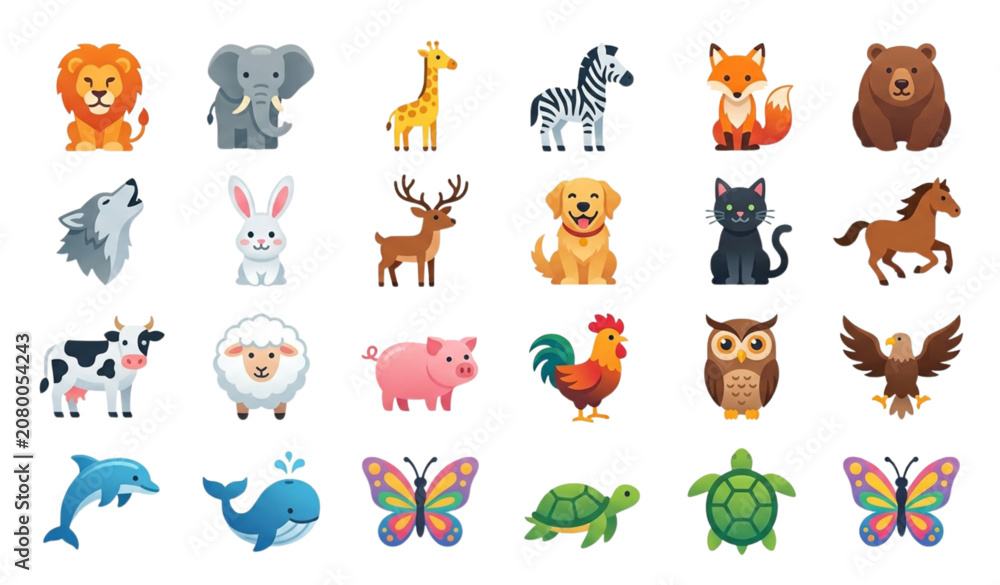 Obraz premium Animal Vector Icon Set Collection