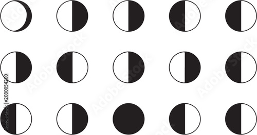 Vászonkép Abstract black and white circular geometric patterns collection.