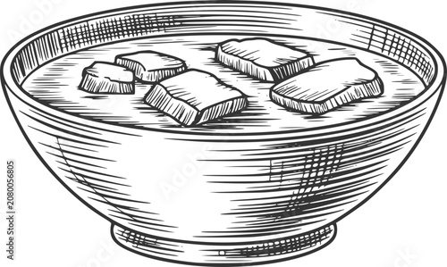 Konstfotografi Hand-drawn of a bowl of hearty stew with chunks of meat
