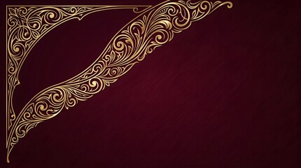 Ornate gold corner flourish on burgundy textured background