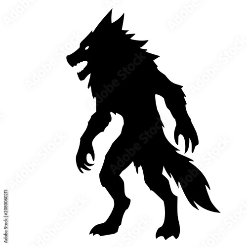 Silhouette of a mythical werewolf creature standing upright.