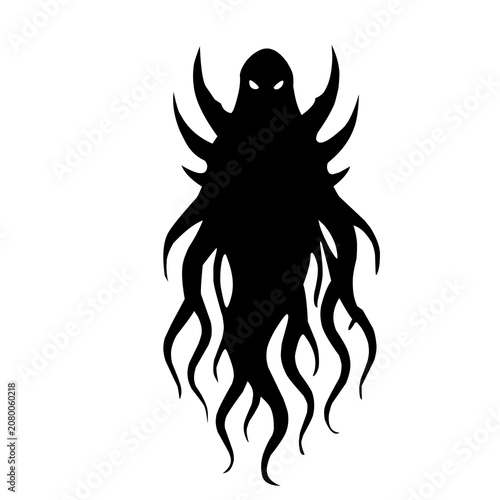 Abstract illustration of a dark, mysterious creature silhouette.