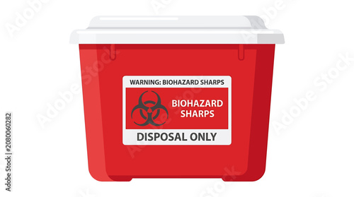 Картината върху платно Red Biohazard Sharps Disposal Container With White Lid