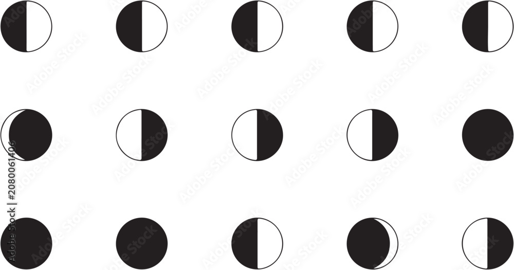Fototapeta premium Black and white circular icons arranged in a grid pattern.