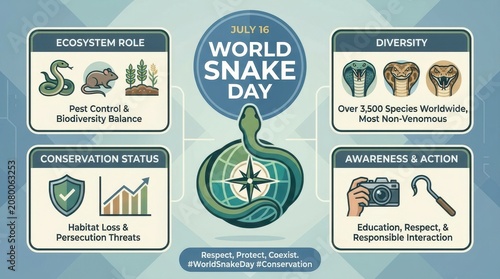 World snake day educational infographic illustration
