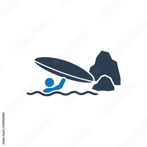 Fotografie Person Capsized Kayak Sea Icon