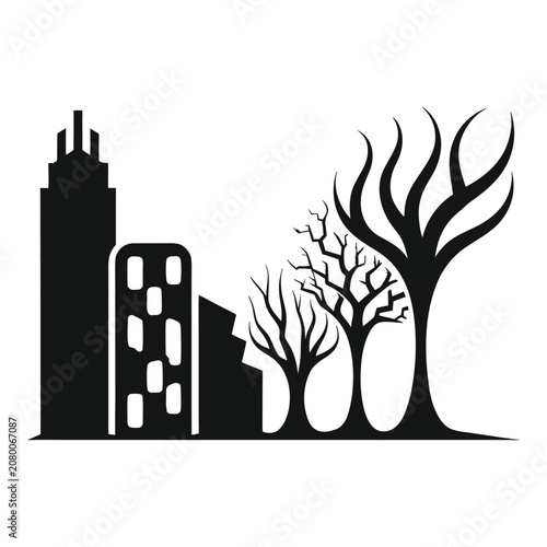 Skyline and trees silhouette vector design